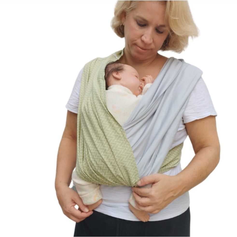 Wrap Sling de Vestir - FastSling de Vestir PiêPaô Sling Tijolinho Hortelã + Cinza Claro