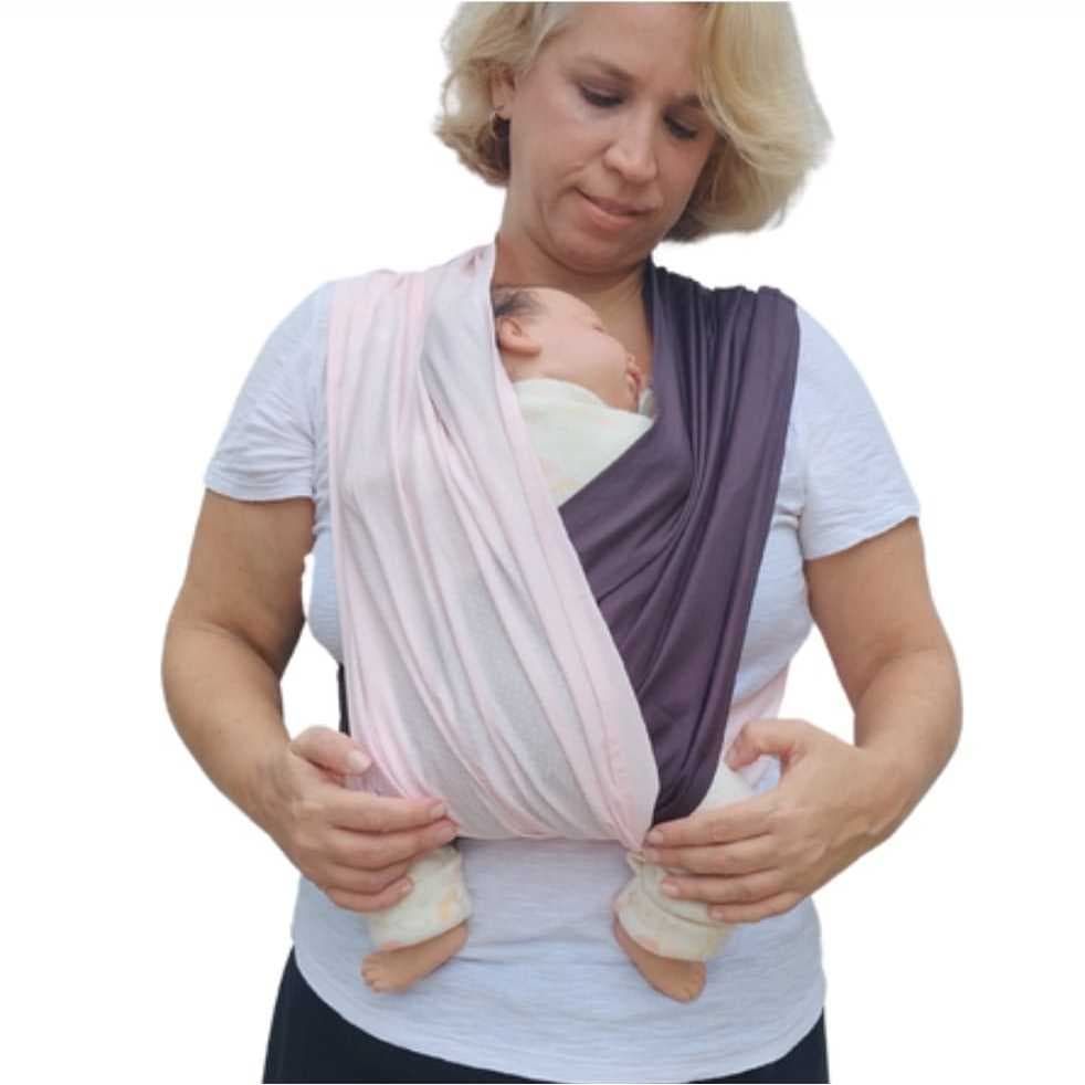 Wrap Sling de Vestir - FastSling de Vestir PiêPaô Sling Poá Rosa + Chumbo