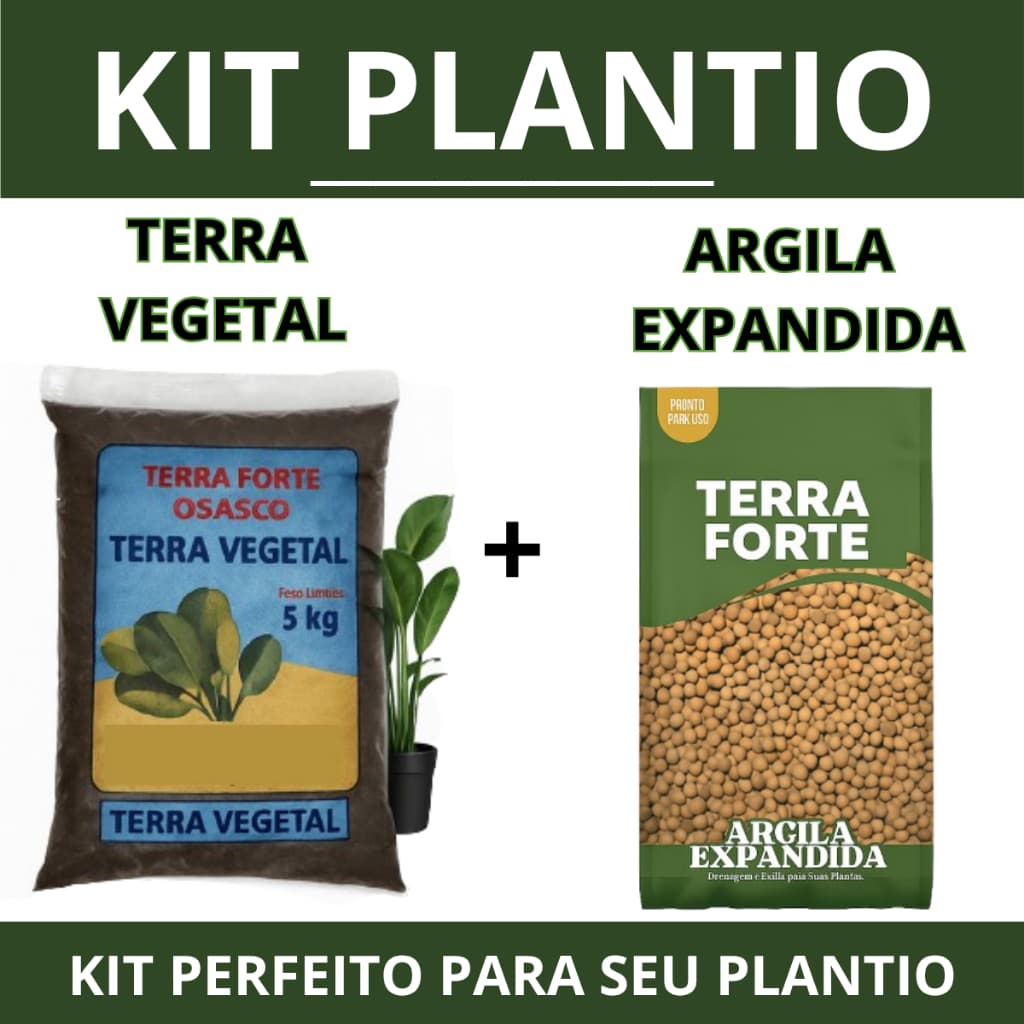 KIT PLANTIO FRANCO GARDEN - TERRA VEGETAL ADULBADA  +  ARGILA EXPANDIDA  2 KG/ 5KG / 10KG