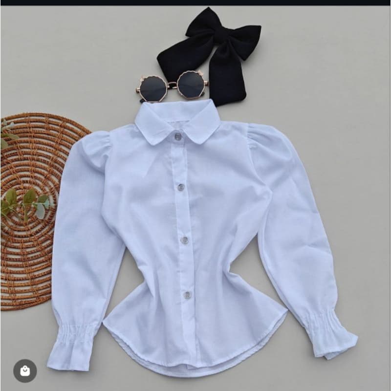 Camisa social infantil menina manga longa bufante