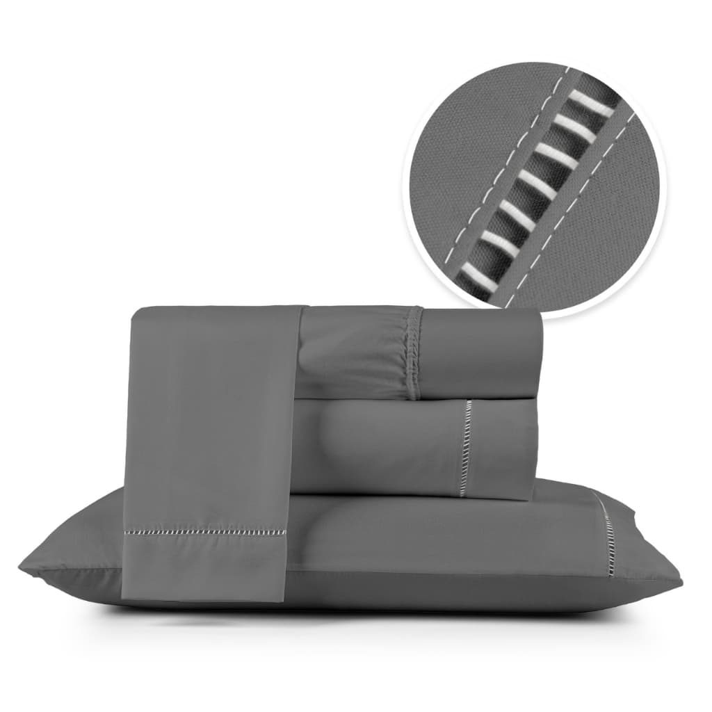 Jogo de Cama Lençol 400 Fios Micropercal Fronhas Ponto Palito Toque Macio e Acetinado