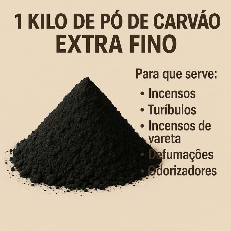 1KG DE CARVÃO EM PÓ NATURAL EXTRA FINO PARA INCENSO DE VARETA TURIBULOS OU INCENSARIOS