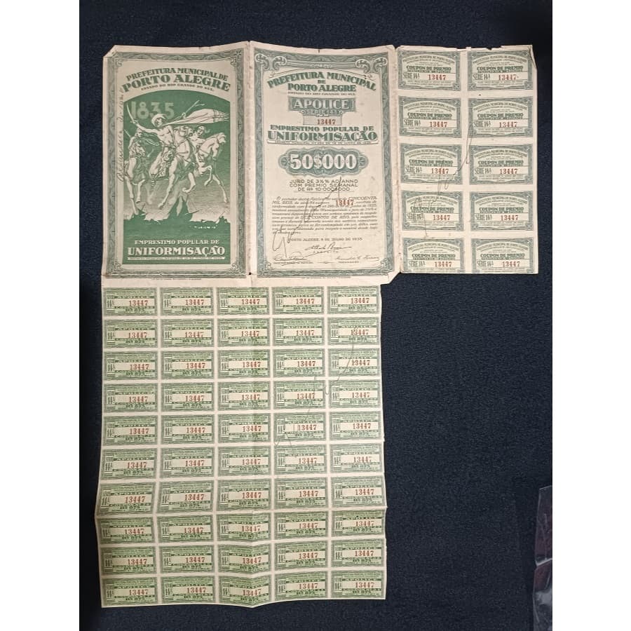 Apólice Município De Porto Alegre  Valor 50.000 Réis - 1935