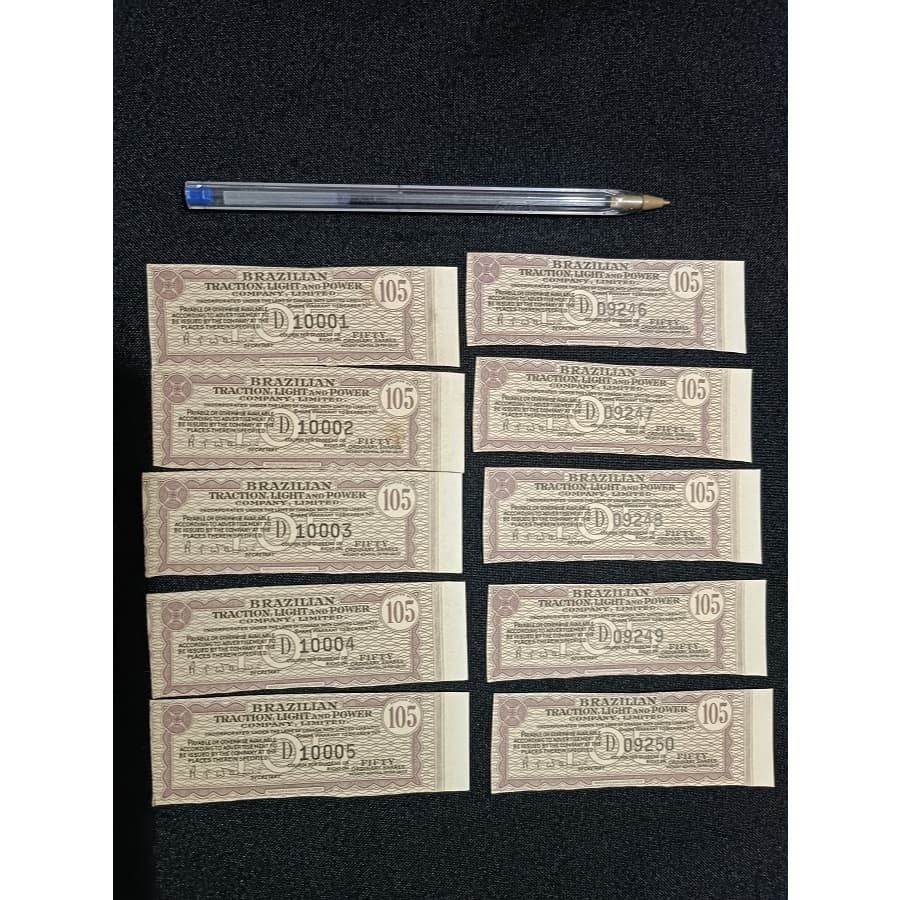 10 antigas Apólices Da Companhia Brazilian Traction, Light And Power - 1940
