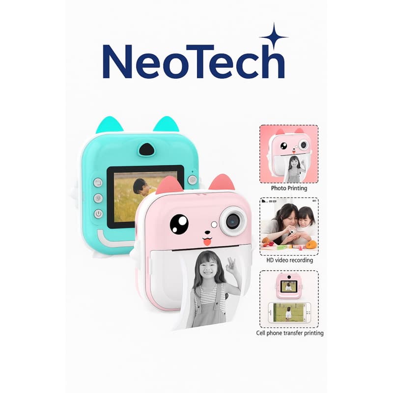 Câmera Infantil com Impressão Instantânea | Foto, Vídeo e Impressora Térmica | Brinquedo Educativo e Criativo
