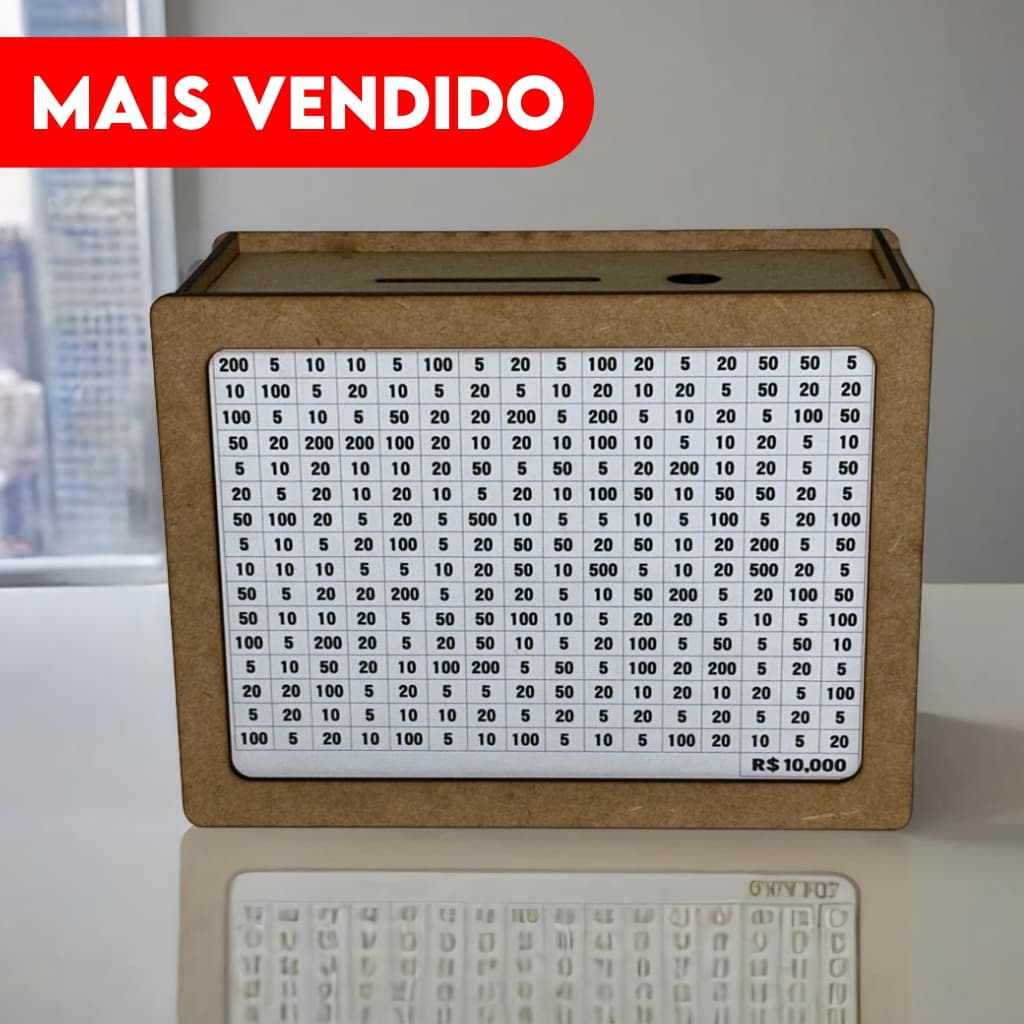 Cofre Desafio 1000 5000 10000 Caixa Dinheiro De Madeira Método Japonês Poupança Mdf - Envio imediato