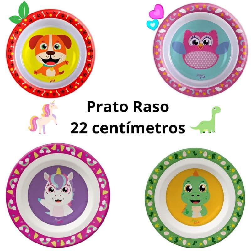 Prato Infantil Bebê Refeição Melamina Bichinhos Art House - 22cm