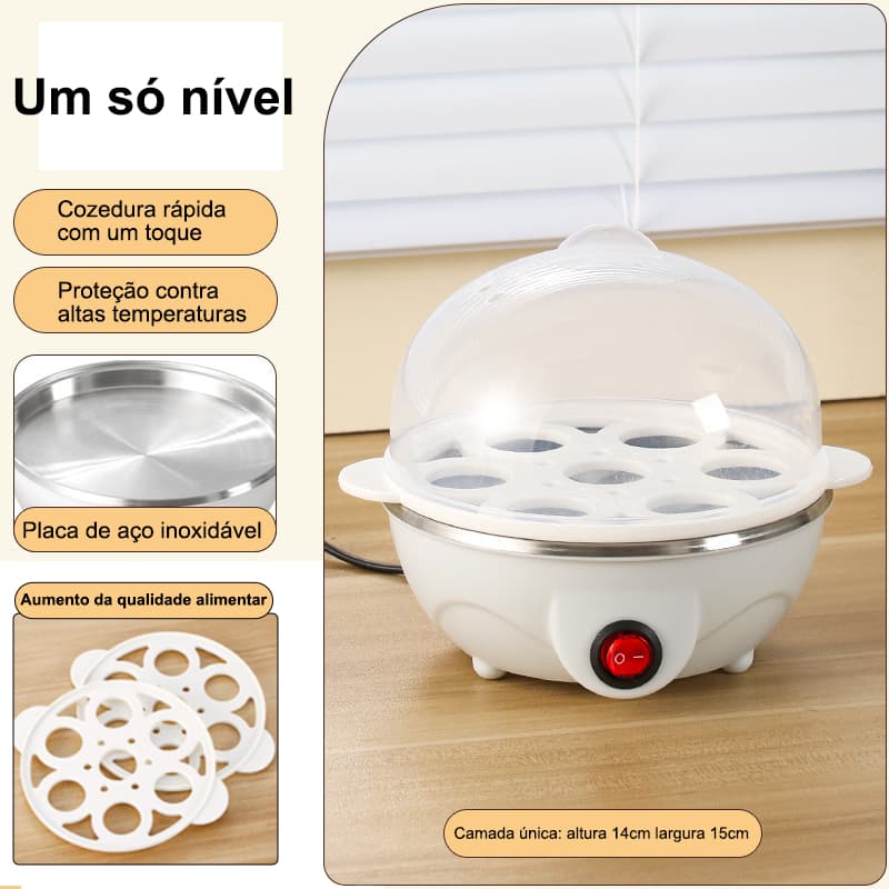 Cozedor de Ovos Elétrico – Tampa Transparente e Cozimento Rápido