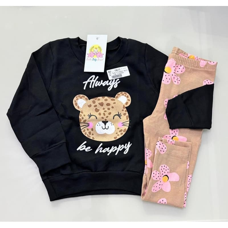 Conjunto Blusa moletom/ Calça legging meninas infantil 1/2/3