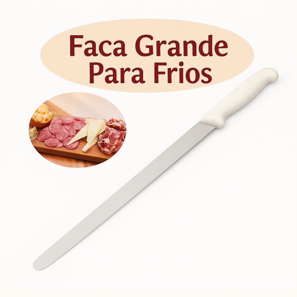 Faca Para Frios Aço Inox 12'' Corte Preciso Queijos Salames Presunto Fatiador Lâmina Grande Cozinha