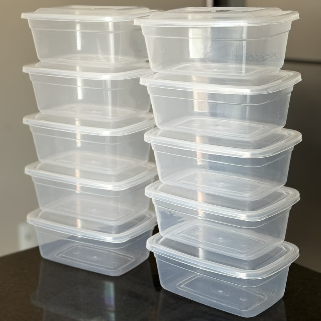 Kit 10 Potes 1 Litro Transparente Freezer Micro-ondas Marmita Fitness Kit Pote Mantimentos