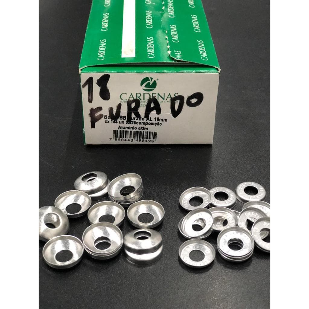 Botão Bombê FURADO Alumínio Para Cobrir - 144 un - CARDENAS