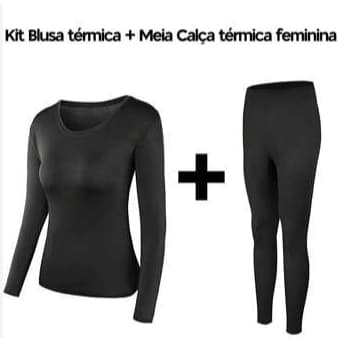Conjunto Segunda Pele Térmica Flanelado Frio Intenso Preto Proteção Uv+50 Masculino Feminino Unissex