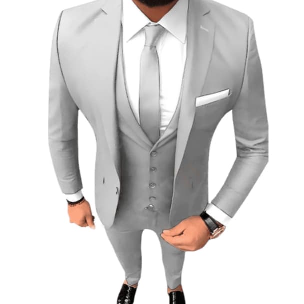 Terno Masculino Cinza Claro Oxford Euro - Corte Italiano Slim - Gramatura 180  42 AO 62 PLUS  - Melhor Preço Direto da F