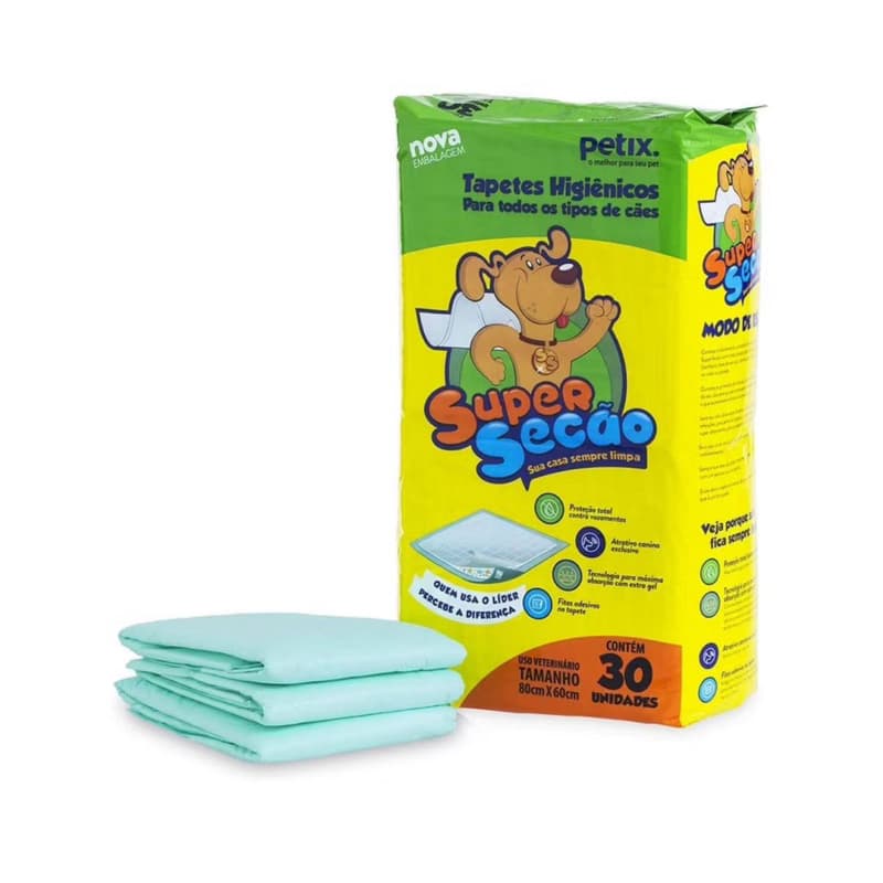 Tapete Higienico Para Cachorro Cães Super Secão 80x60cm C/30un - Petix