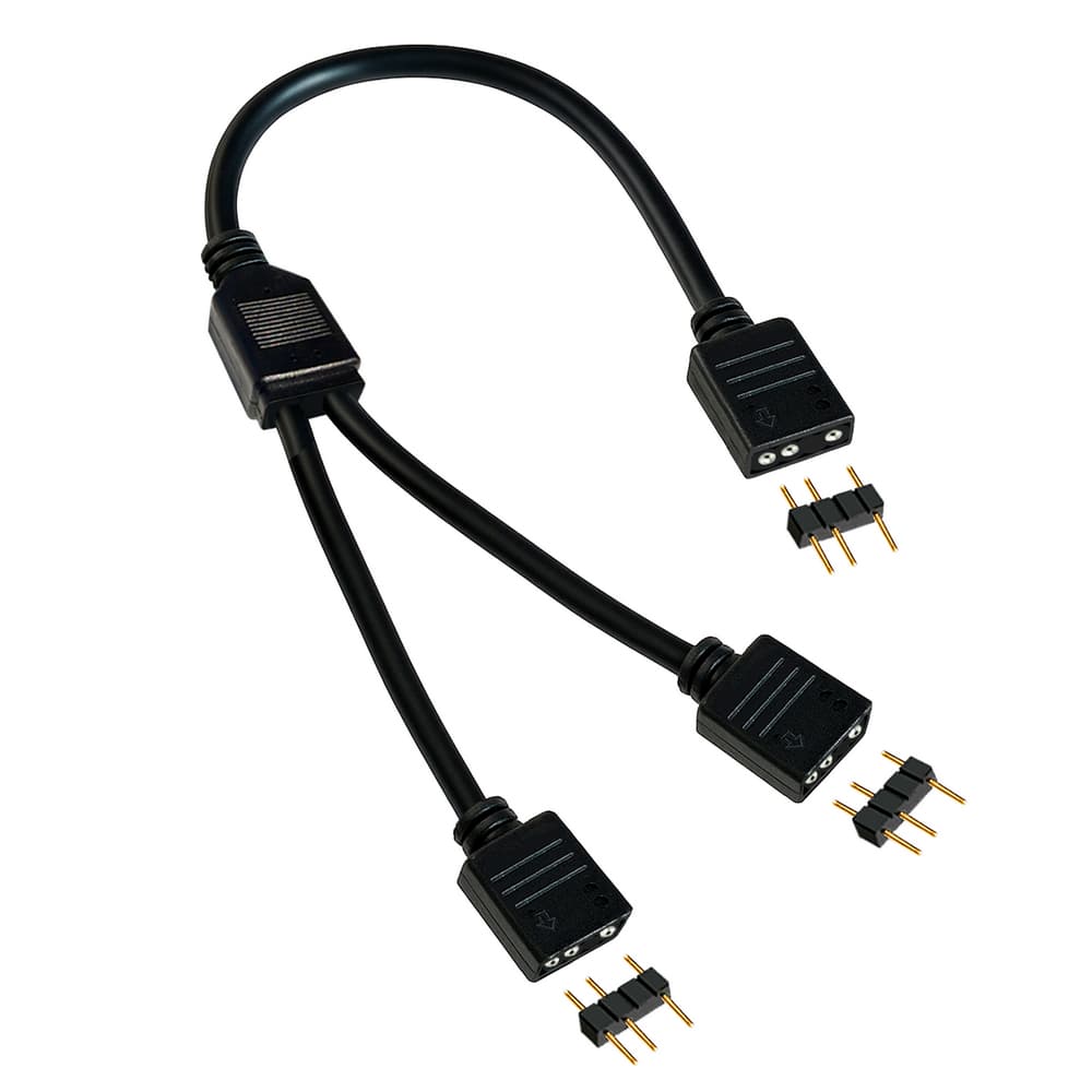 Cabo Y Adaptador ARGB Divisor 5V 3 Pinos 1 Para 2 Saídas Acessório Computador Led