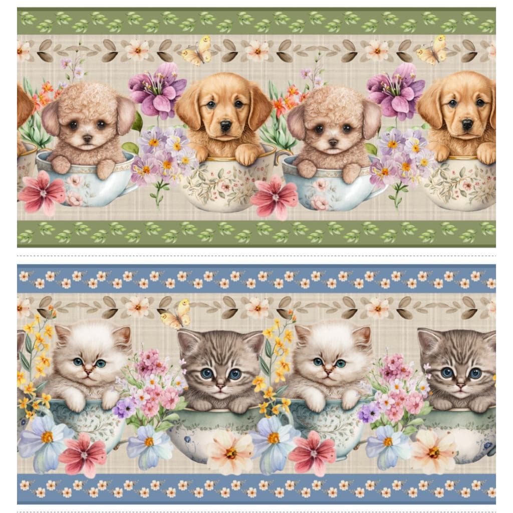 Tricoline Digital Algodão 100% Barrado Pet Love 55x150 cm Pano de Prato Toalhas Maria Flor Tecidos