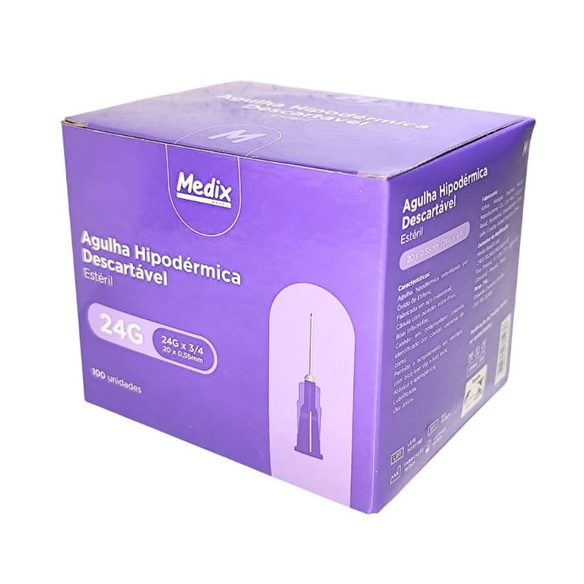 Agulha HiPodérmica Descartável 20x0,55mm Medix Cx C/100 Unid