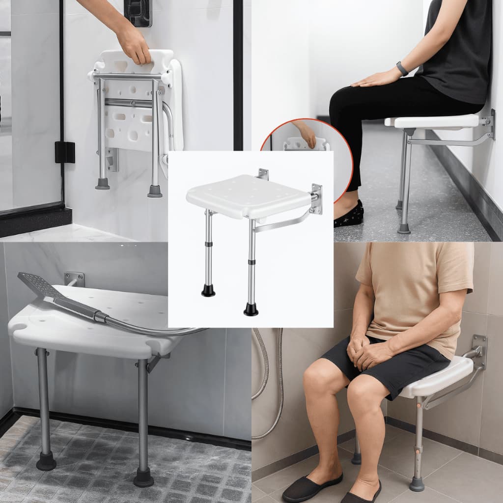 Banco Articulado Para Banho Idosos Assento Dobrável Parede