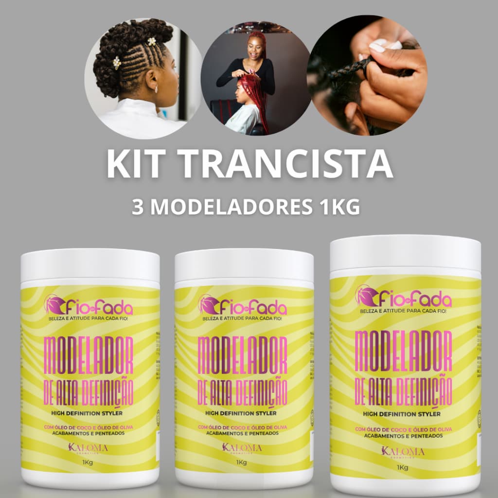 Kit Trancista – Fio de Fada | 3 Modeladores de Alta Definição 1kg - Pomada modeladora