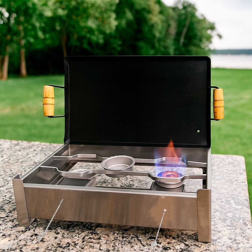 QUEIMA DE ESTOQUE Churrasqueira Inox Alcool 2 Bocas Chapa Metalica Fogao Churrasco Mini