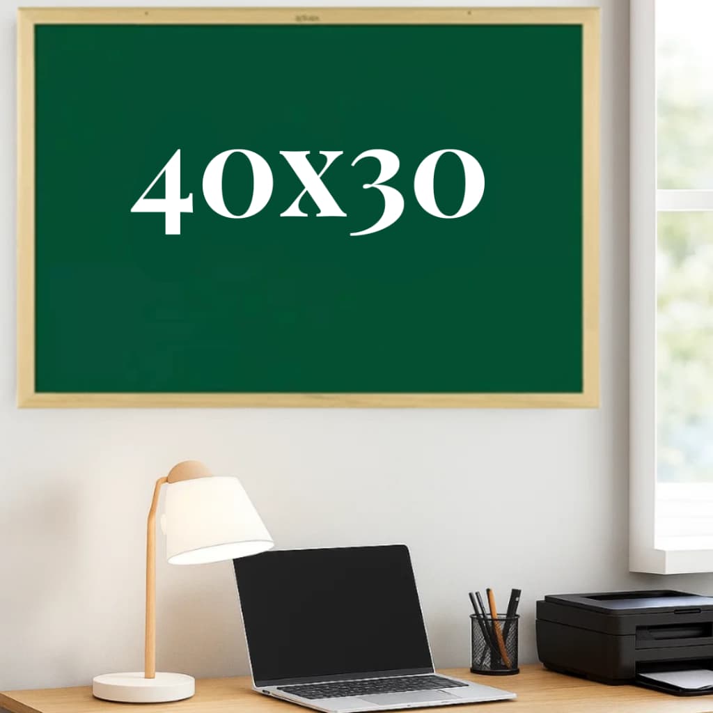 Quadro Negro Com Moldura De Madeira - Lousa Verde - 30x40