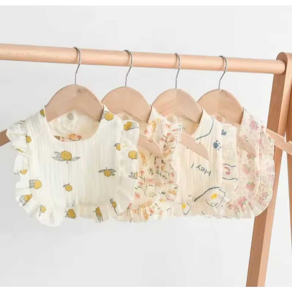 Babador para alimentação de bebês, 2 peças, babador floral com babados, pano de algodão macio.