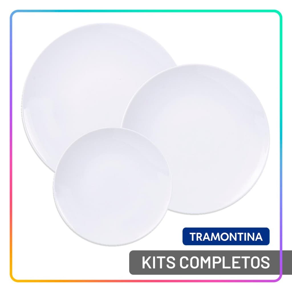 Jogo de Pratos Jantar Leonora Tramontina Porcelana Conjunto de Pratos Raso, Fundo e Sobremesa Kits