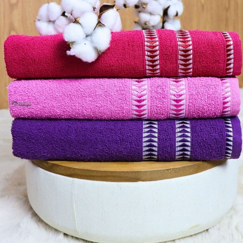 3 Toalha de Banho 100% Algodão Grande Bordada Alta absorção cores Sofisticada Masculino e Feminino