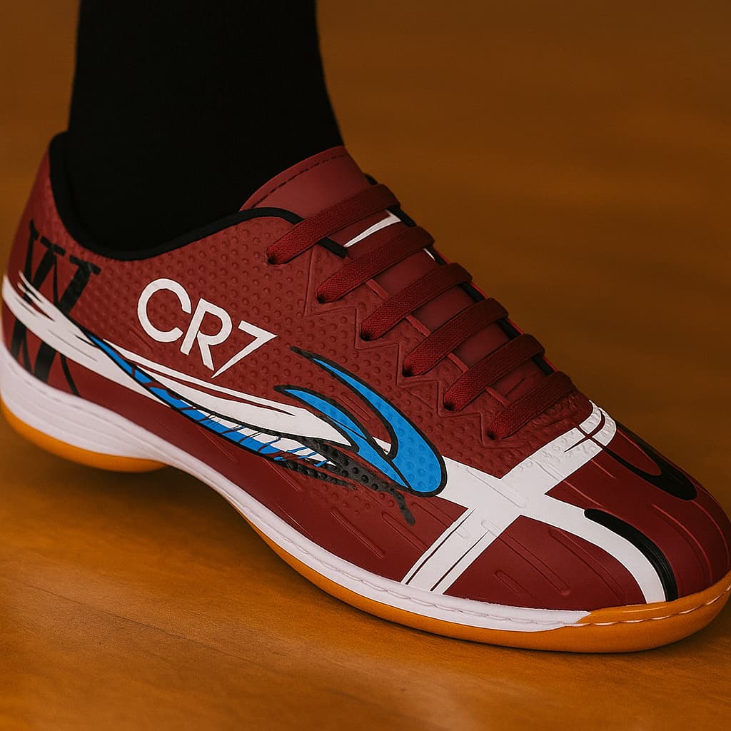 Chuteira de Futsal Masculina e Feminina Bordô Quadra com Solado Costurado Antiderrapante Confortável