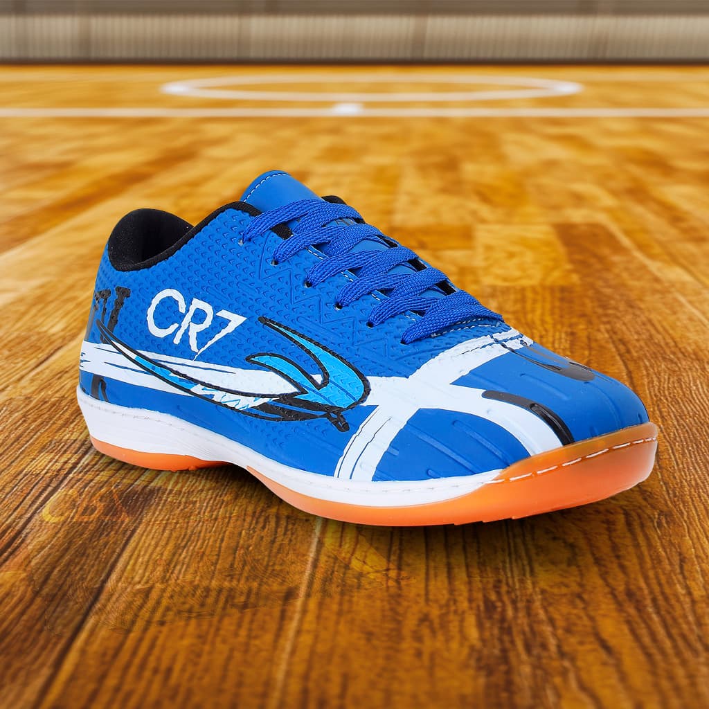 Chuteira Futsal Salão Quadra Allads CR7 Azul com Solado Costurado Conforto Extremo Envio Rapido