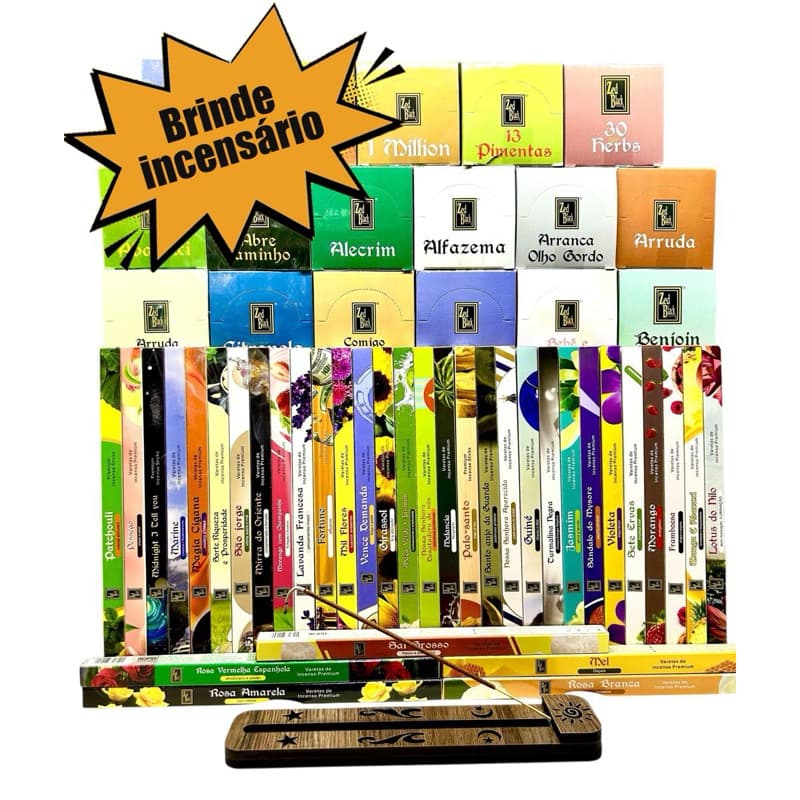 Incenso Indiano Zed Black Sortido NOVO c/25 (7 varetas) + incensário