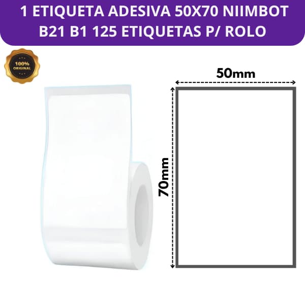 1 rolo de etiqueta 50x70 Niimbot B21 B1 110 etiquetas P/ Rolo