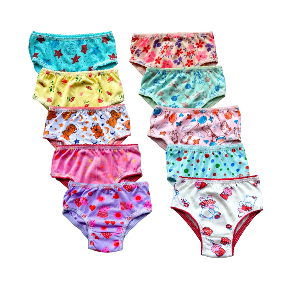 Kit 10 Calcinha Infantil - 5 Calcinha infantil menina algodão - Calcinha de algodão feminina Criança