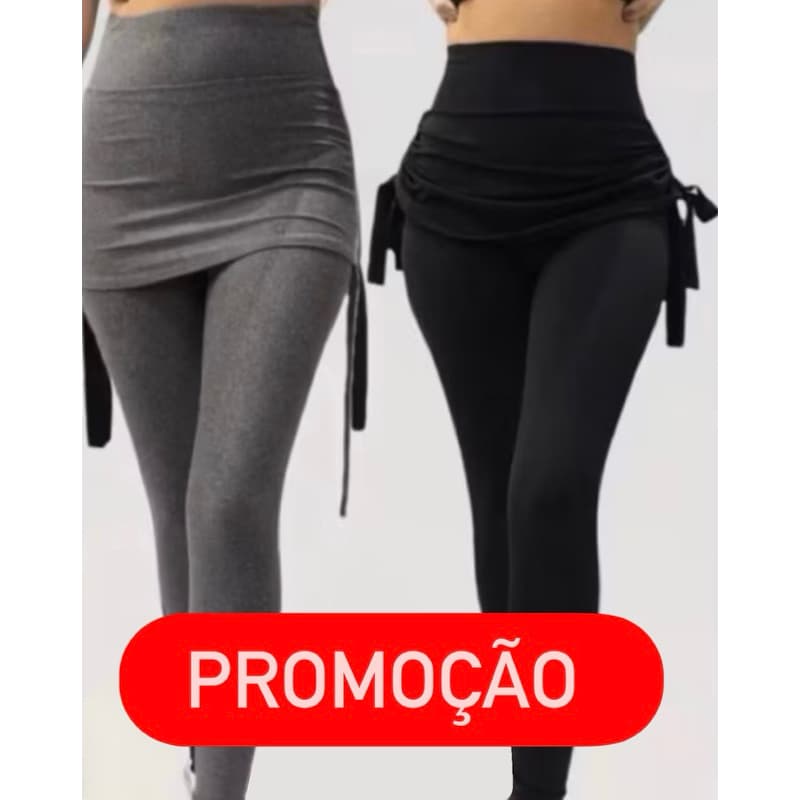 Kit 2 Calça Legging Suplex Saia Tapa Bumbum Cintura Alta Fitness