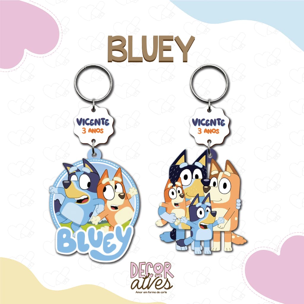 Bluey - Chaveiro Personalizado MDF brilhoso Lembrancinha infantil