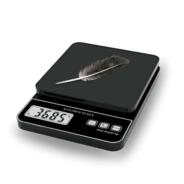 Balança De Cozinha Digital Alimentos Em Inox Com Base Antiderrapante Visor de Alta Definição  Até 5kg Cor Preto