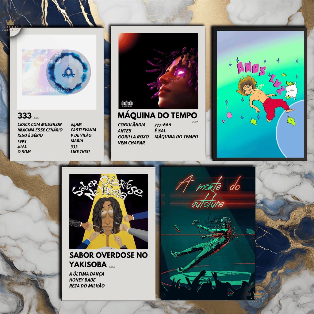 Quadro Decorativo Placas Matuê Quadro Discografia Album em MDF 30x20cm Full HD