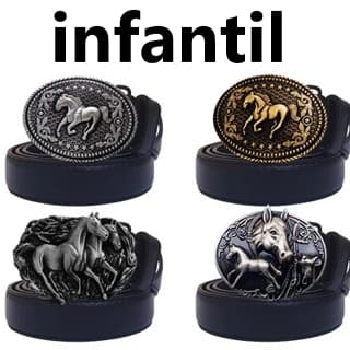 Cinto Fivela Country Menino Cowboy Infantil Bebê Rodeio festa junina São João Unissex CAVALINHO PRATA E DOURADO