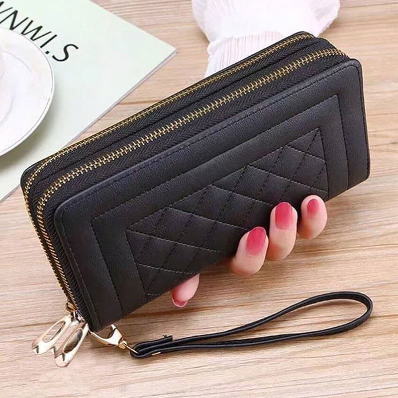 Carteira Feminina Grande Multifuncional  com Zíper Duplo e Grande Capacidade cabe Celular e varios cartões.