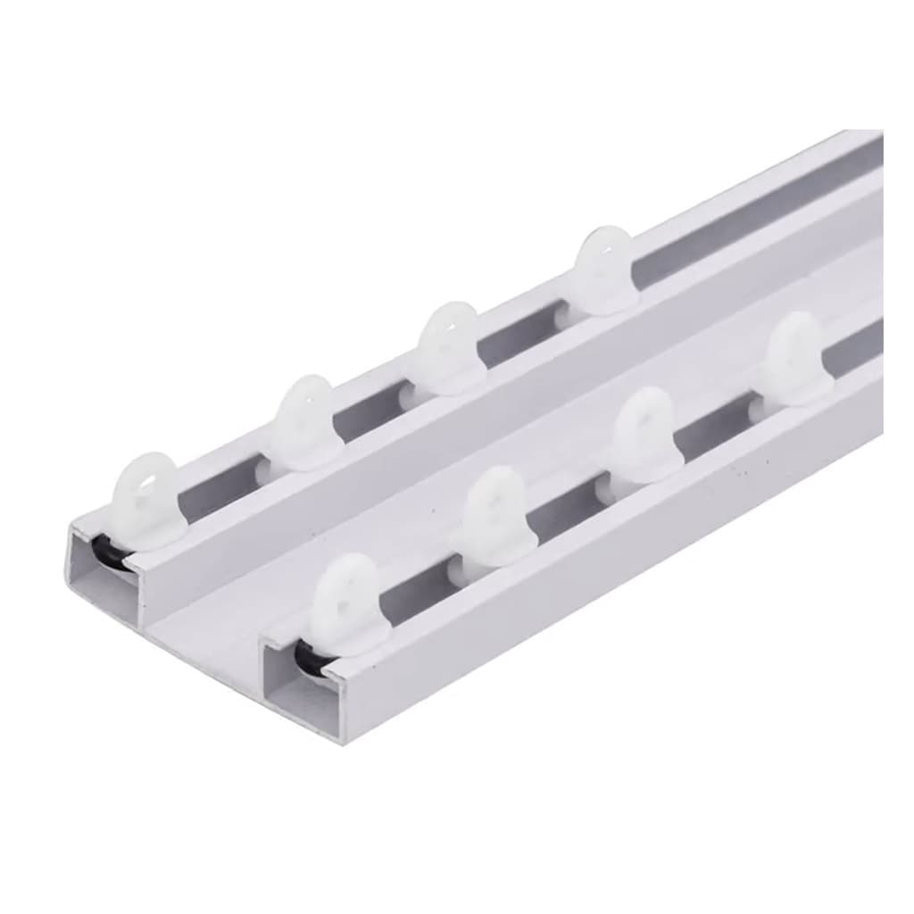 Kit Trilho Suíço Duplo Max Alumínio Guia Cortina Blackout Teto Cortineiro Diversos Tamanhos