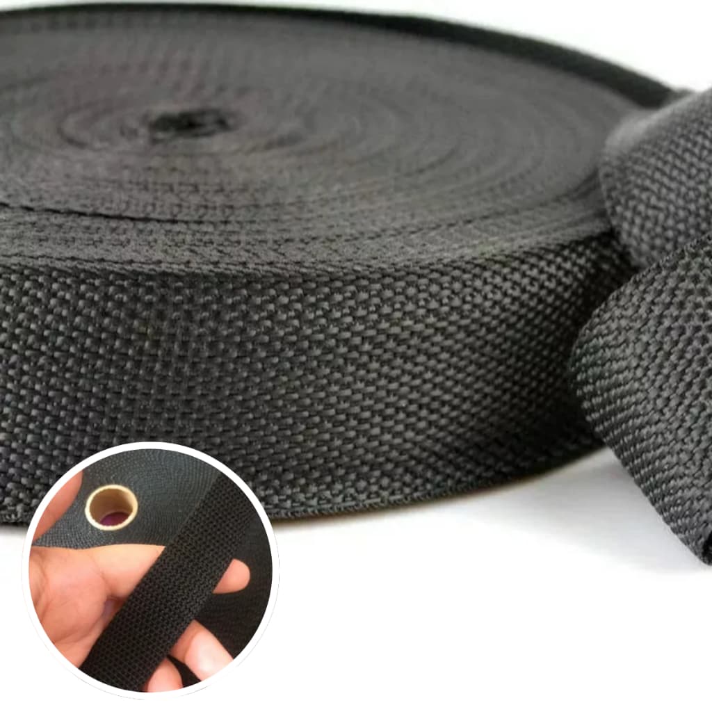 Fita CA 30mm 3cm Preta Cadarço Alça Bolsas Mochilas Costura