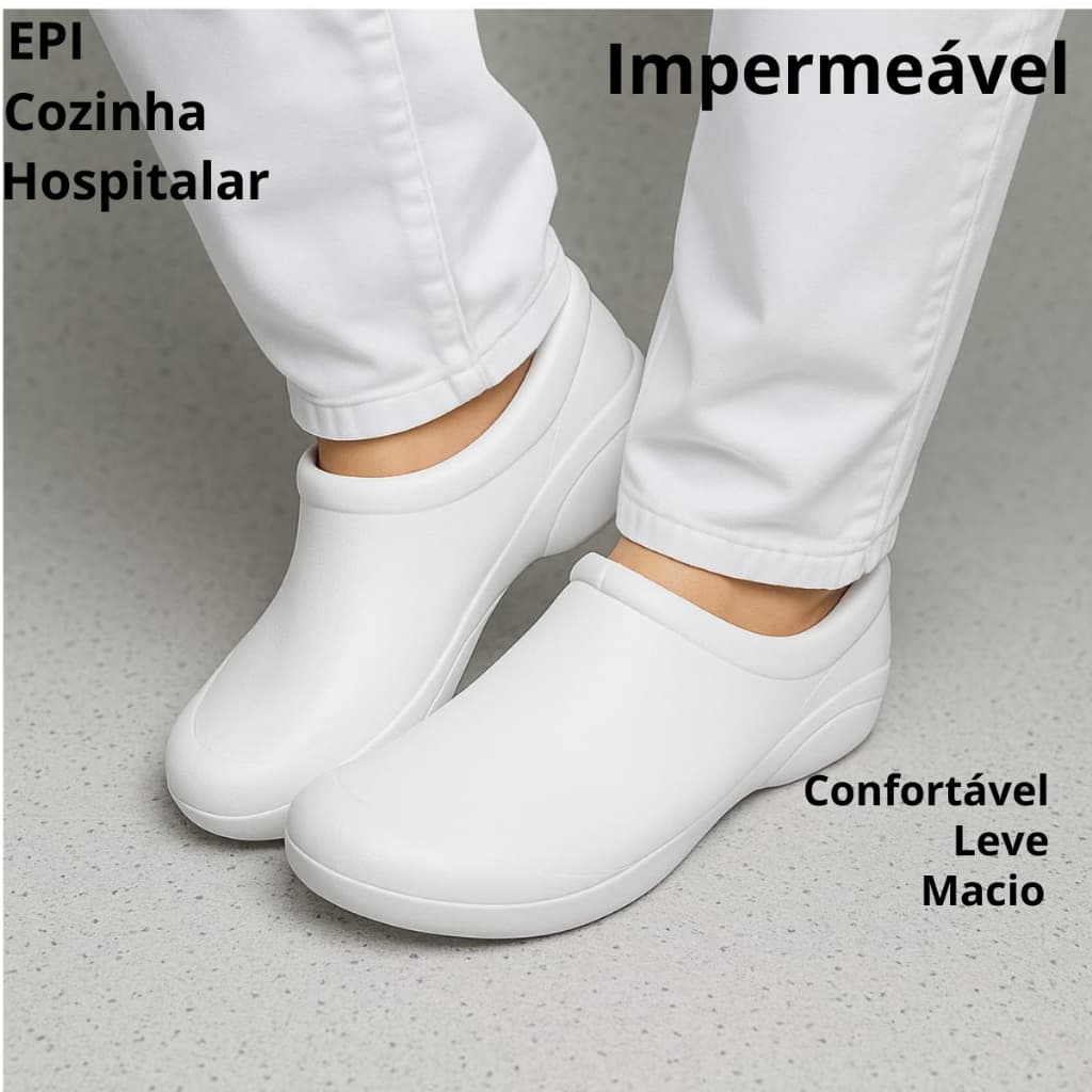 Sapato Enfermeira Fechado Enfermagem Profissional Uniforme Cozinha Babuche Confortável