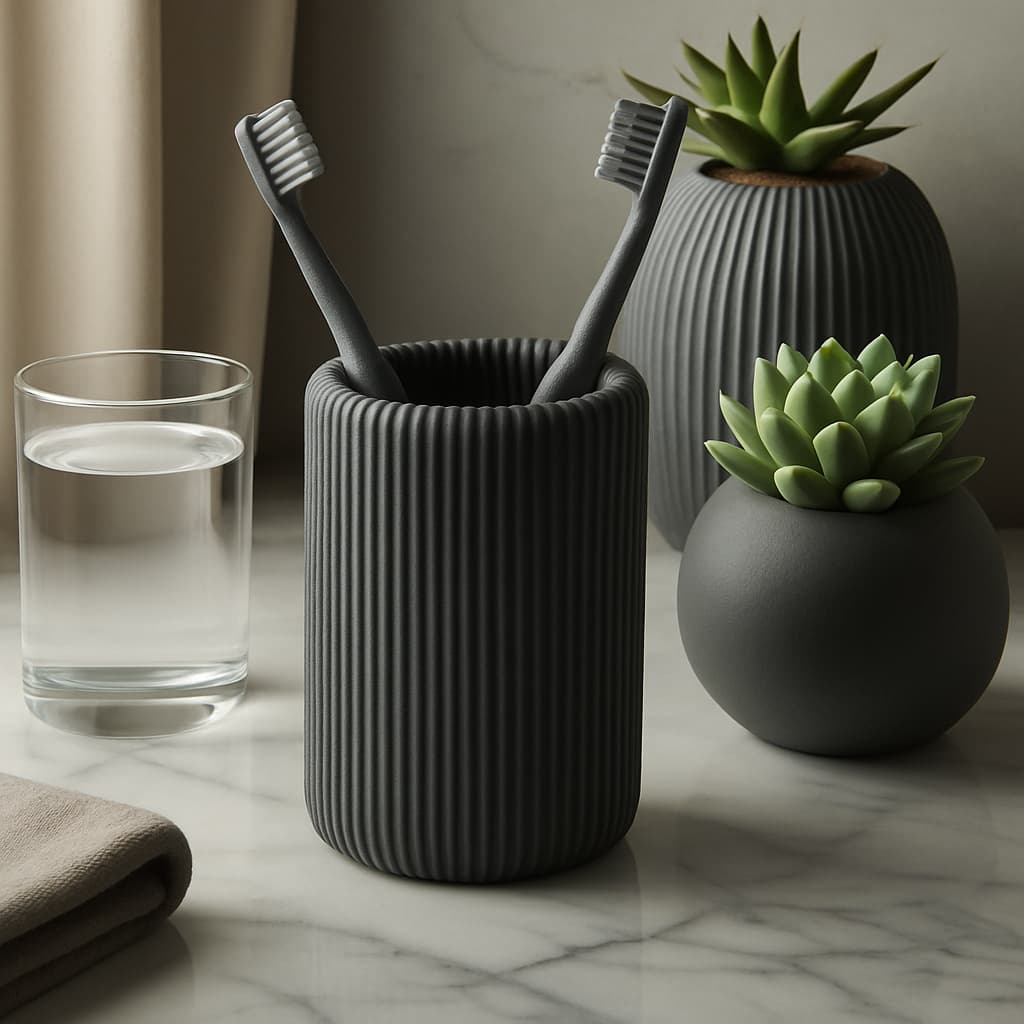 Porta Escovas Decorativo com Design Nervuras para Banheiro