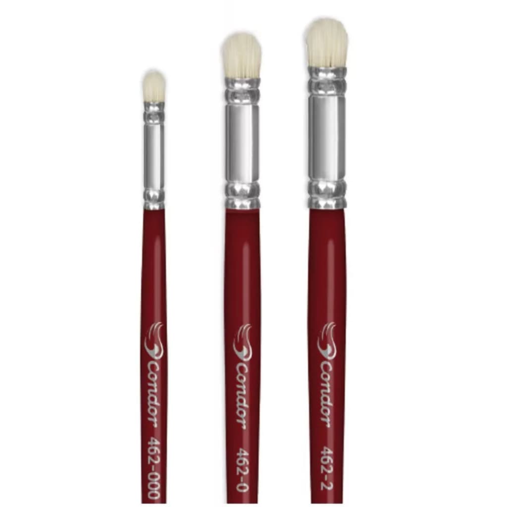 kit com 3 Pincel Condor 462 Números: 0 - 00 - 000 Luz Seca Redondo Pitua Stencil Cerdas Natural