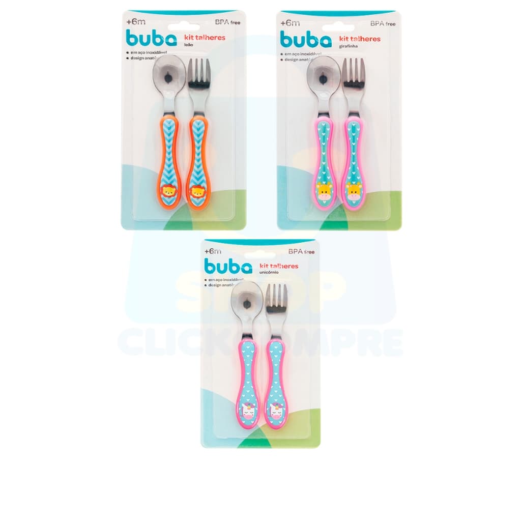 Kit Talher Infantil Animal Fun Buba Garfo Colher Bebê Inox