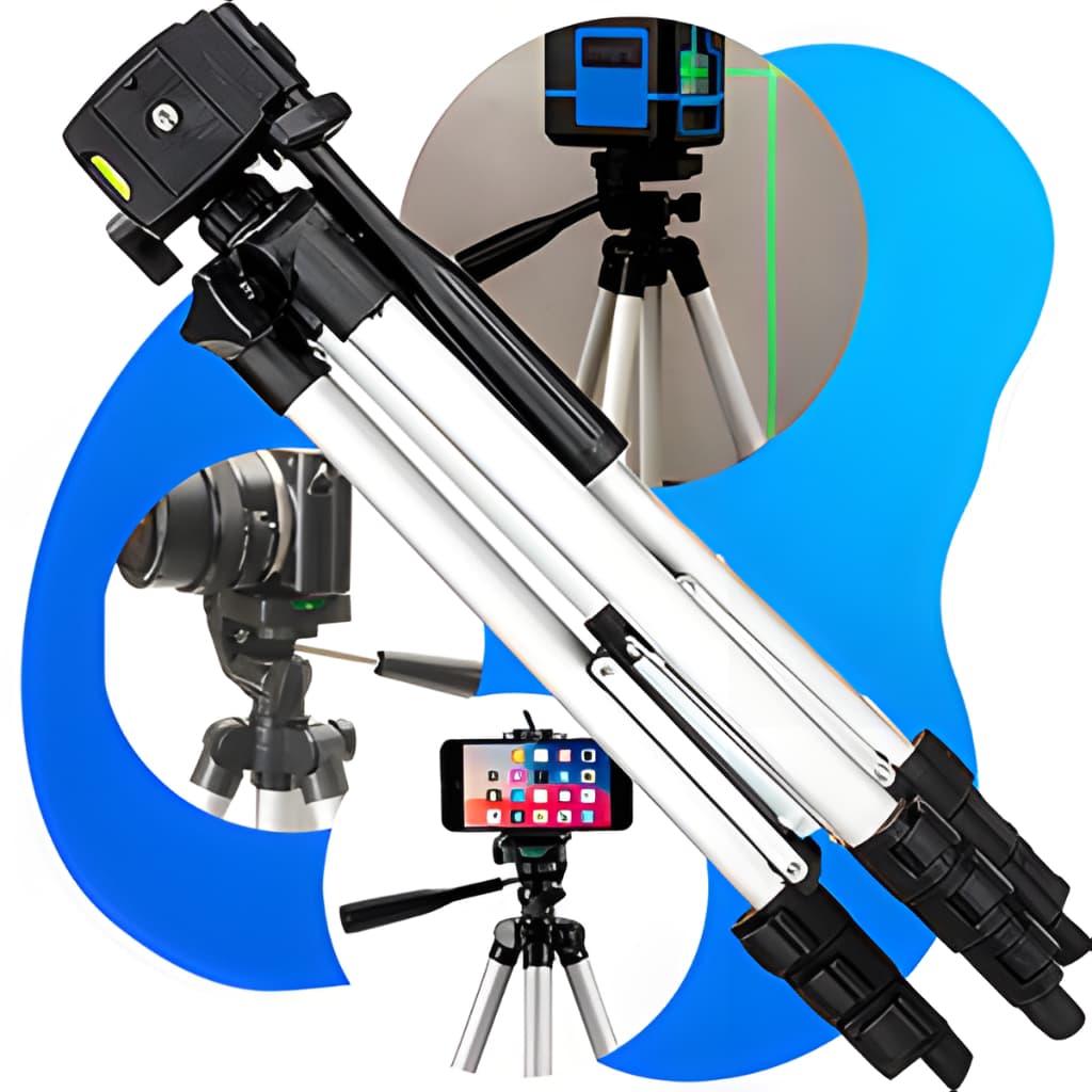 Tripé Profissional Universal Para Celular, Câmera, Binóculo e Nível a Laser 1 Metro Ajustável