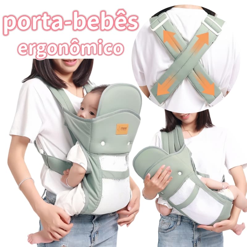 Mochila Porta-bebê Ergonômica 4 em 1 Confortável — Ideal para Recém-nascidos e Bebês de 2 a 18 Meses