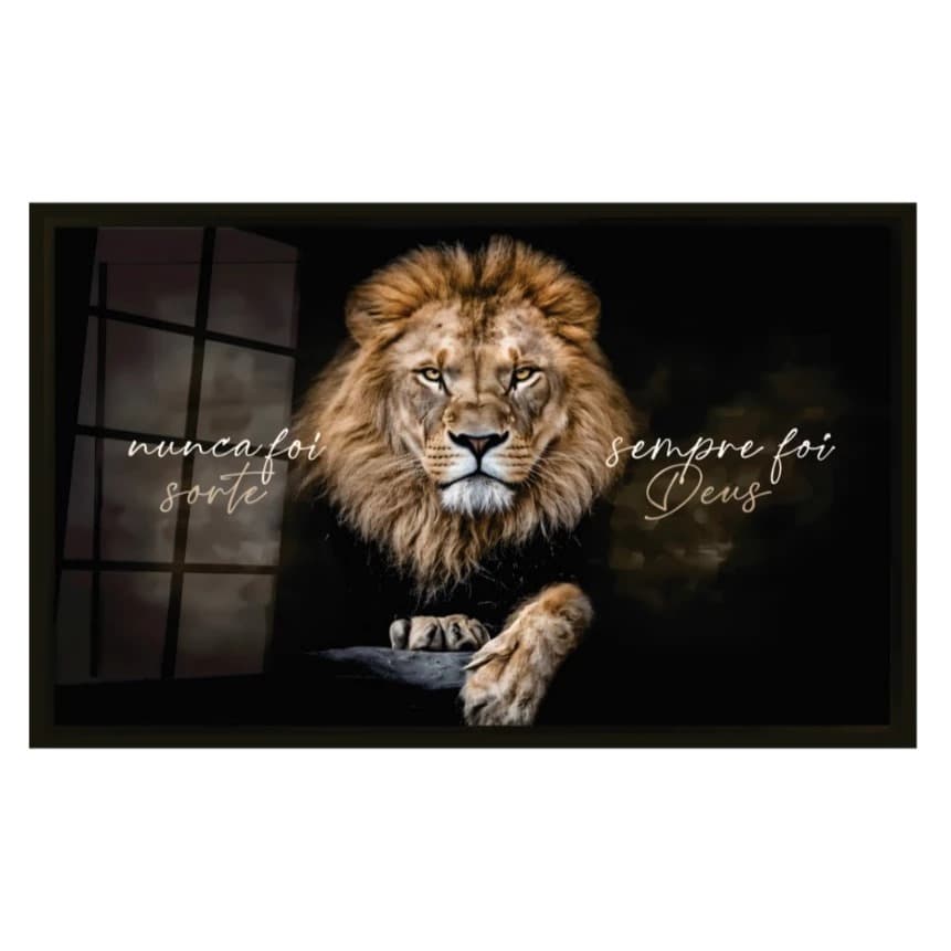 Quadro Decorativo Leão De Judá Nunca Foi Sorte Sempre Foi Deus Mosaico Sala Quarto Escritório