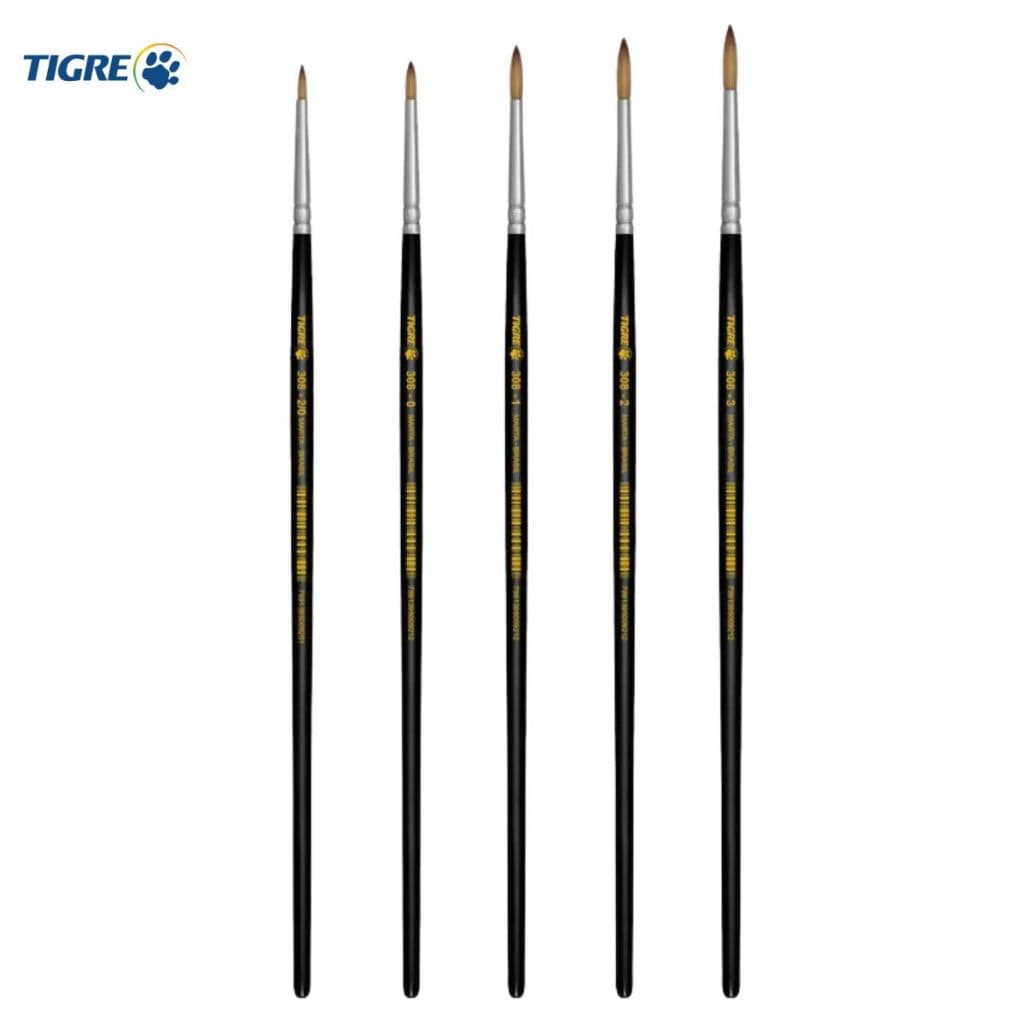Pincel Redondo Aquarela Tigre 308 Pelo de Marta